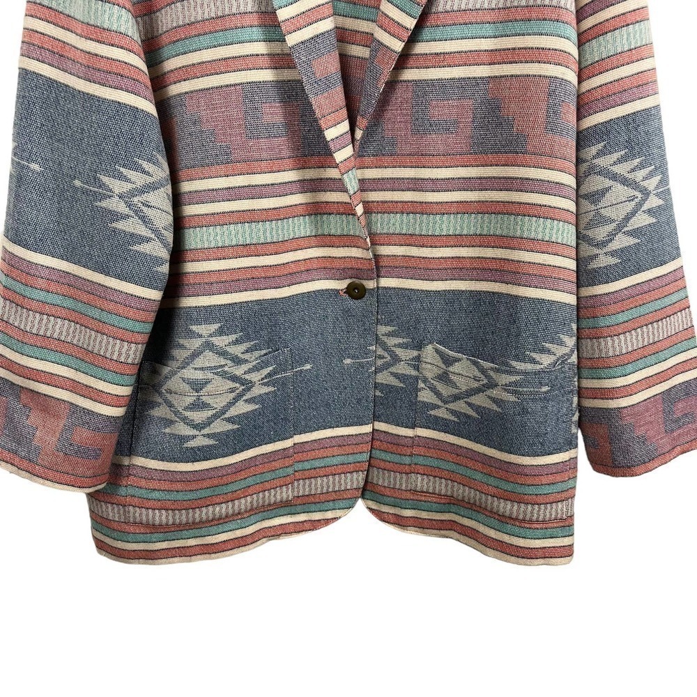 Leger Jacket Womens Large Blue Cotton Western Cowgirl Oversized Blazer Vintage - Picture 6 of 12